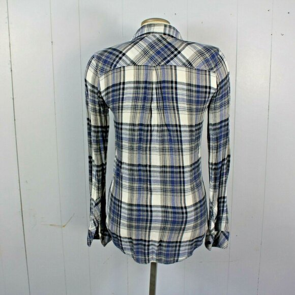 Rails Womens Size XS Button Down Plaid Shirt Blue White Super Soft Long Sleeve - Picture 5 of 6